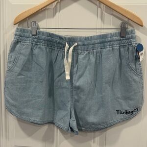 NWT Junk Food Disney Mickey Chambray Shorts large embroidered Mickey